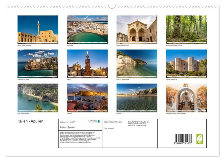 Produktbild: Italien - Apulien (hochwertiger Premium Wandkalender 2026 DIN A2 quer), Kunstdruck in Hochglanz