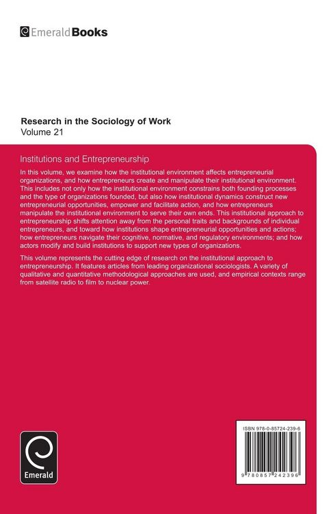 Produktbild: Institutions and Entrepreneurship