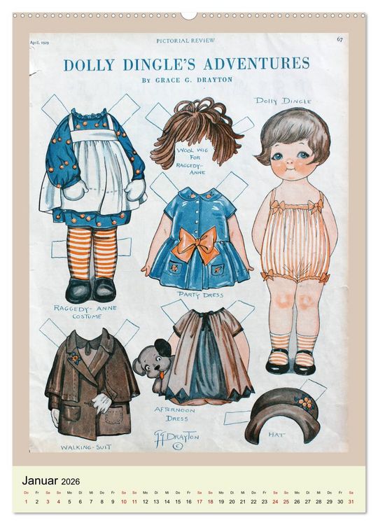 Produktbild: Dolly Dingle Kalender - Anziehpuppen von Grace G. Drayton (hochwertiger Premium Wandkalender 2026 DIN A2 hoch), Kunstdruck in Hochglanz
