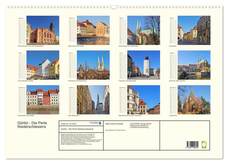 Produktbild: G&ouml;rlitz - Die Perle Niederschlesiens (Wandkalender 2026 DIN A2 quer), CALVENDO Monatskalender