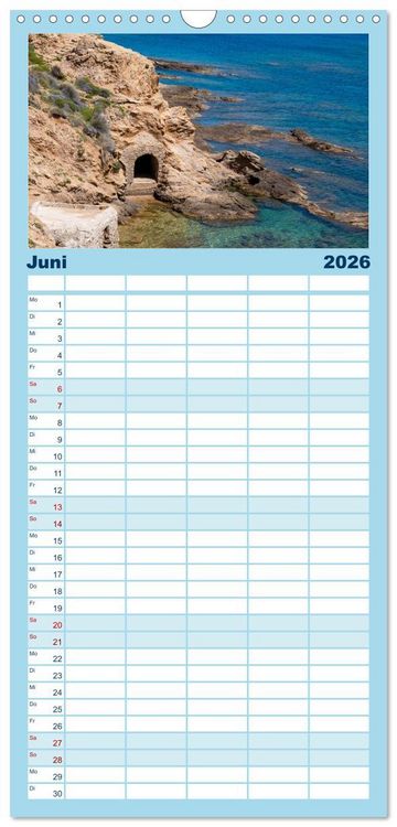 Produktbild: Familienplaner 2026 - Mykonos - Natur, Meer und wei&szlig;e W&auml;nde mit 5 Spalten (Wandkalender, 21 x 45 cm) CALVENDO