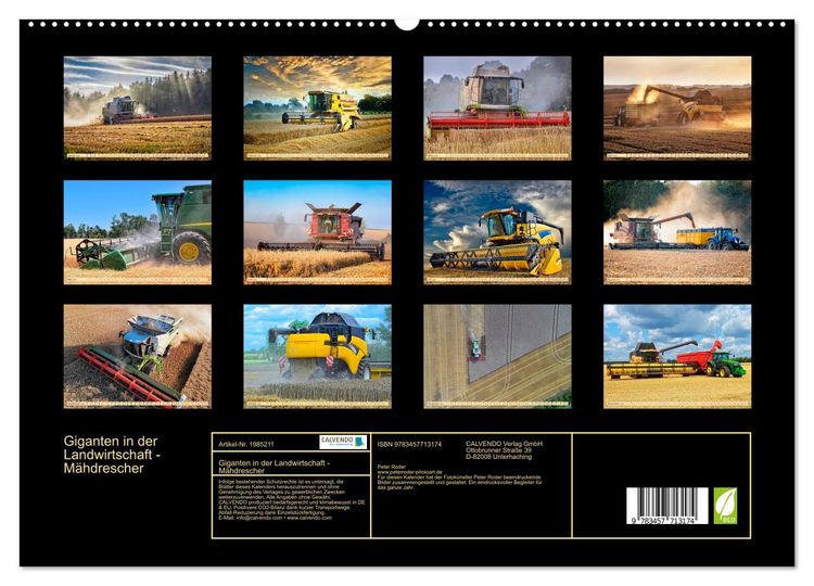 Produktbild: Giganten in der Landwirtschaft - M&auml;hdrescher (hochwertiger Premium Wandkalender 2026 DIN A2 quer), Kunstdruck in Hochglanz