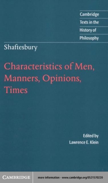 Produktbild: Shaftesbury: Characteristics of Men, Manners, Opinions, Times