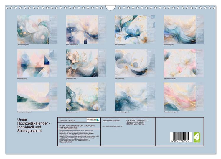 Produktbild: Unser Hochzeitskalender - Individuell und Selbstgestaltet (Wandkalender 2026 DIN A3 quer), CALVENDO Monatskalender