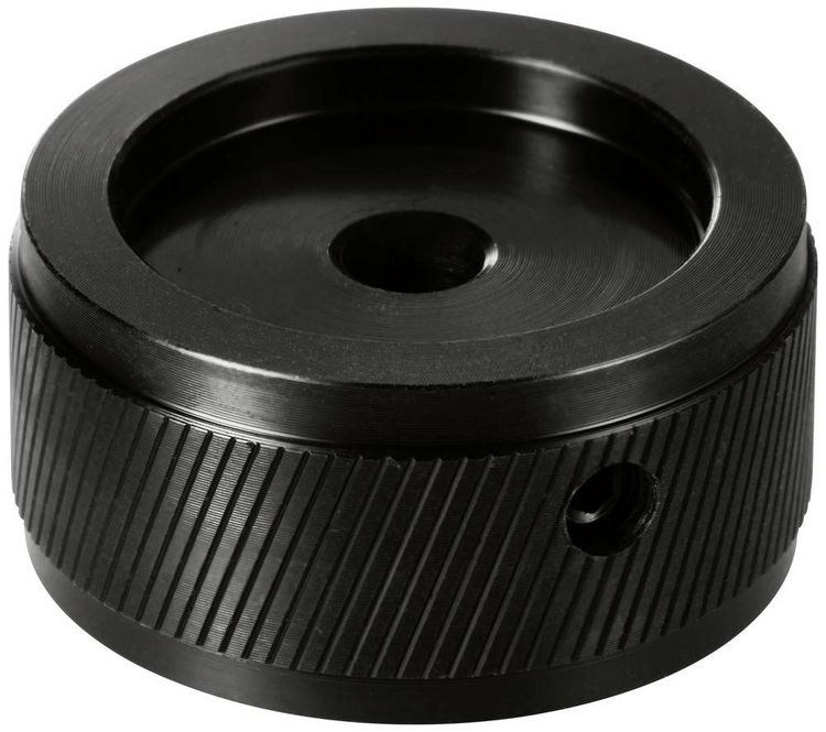 Produktbild: TRU COMPONENTS TC-11654300 Drehknopf mit Knopfmarkierung Schwarz (&Oslash; x H) 34 mm x 17 mm Aluminium 1 St.