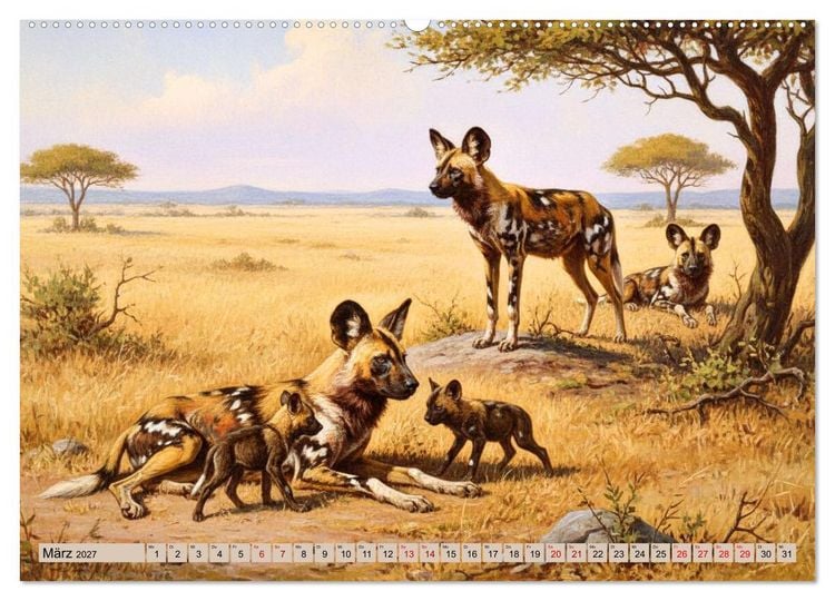 Produktbild: Afrikas Tiere wie aus alten B&uuml;chern (Wandkalender 2027 DIN A2 quer), CALVENDO Monatskalender