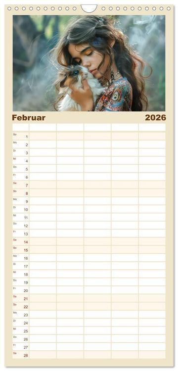Produktbild: Familienplaner 2026 - Tierliebe - In exotischer Umgebung mit 5 Spalten (Wandkalender, 21 x 45 cm) CALVENDO