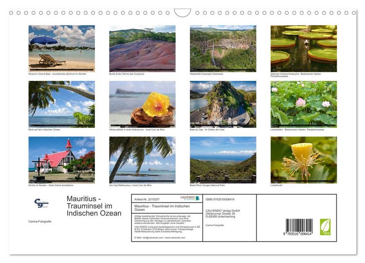 Produktbild: Mauritius - Trauminsel im Indischen Ozean (Wandkalender 2026 DIN A3 quer), CALVENDO Monatskalender