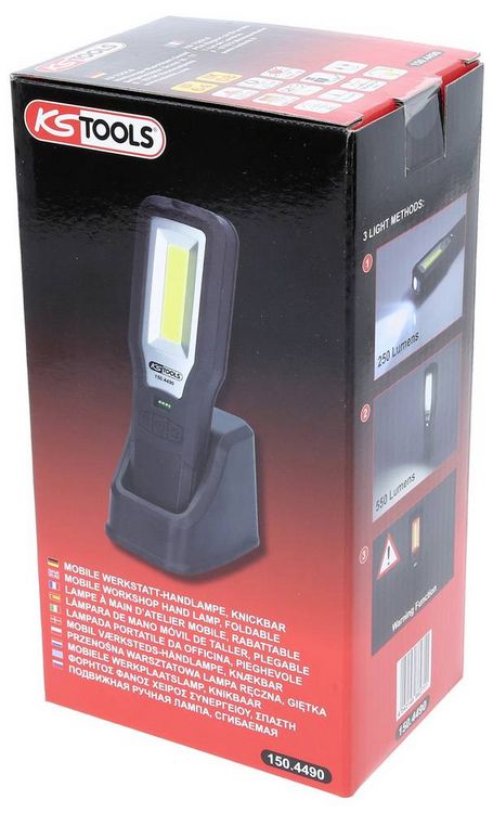 Produktbild: KS Tools 150.4490 Mobile Werkstatt-Handlampe, knickbar, 550 Lumen 2021 Energieeffizienzklasse n.rel