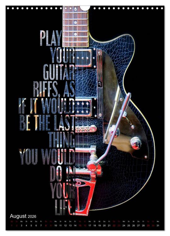 Produktbild: Rockgitarren Textposter (Wandkalender 2026 DIN A3 hoch), CALVENDO Monatskalender