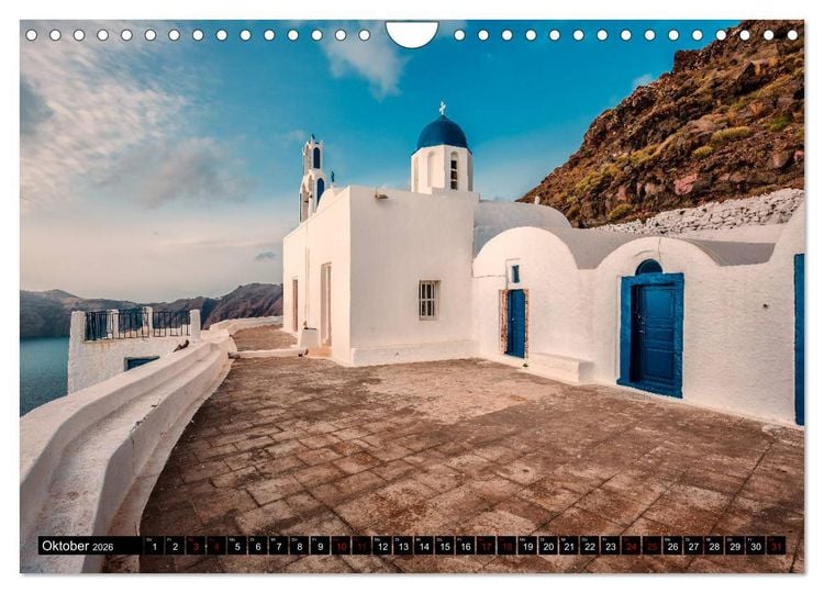 Produktbild: Santorini - Perle in der &Auml;gais (Wandkalender 2026 DIN A4 quer), CALVENDO Monatskalender
