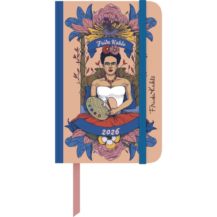 Produktbild: Frida Kahlo Wochen-Notizkalender klein 2026 - Taschen-Kalender 9x14 cm - mit Verschlussband & Falttasche - Weekly