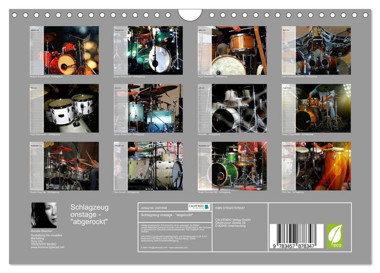 Produktbild: Schlagzeug onstage - "abgerockt" (Wandkalender 2026 DIN A4 quer), CALVENDO Monatskalender