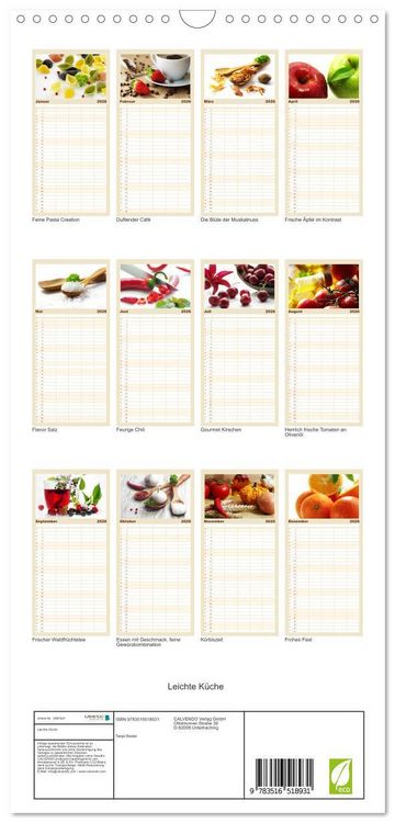 Produktbild: Familienplaner 2026 - Leichte K&uuml;che mit 5 Spalten (Wandkalender, 21 x 45 cm) CALVENDO