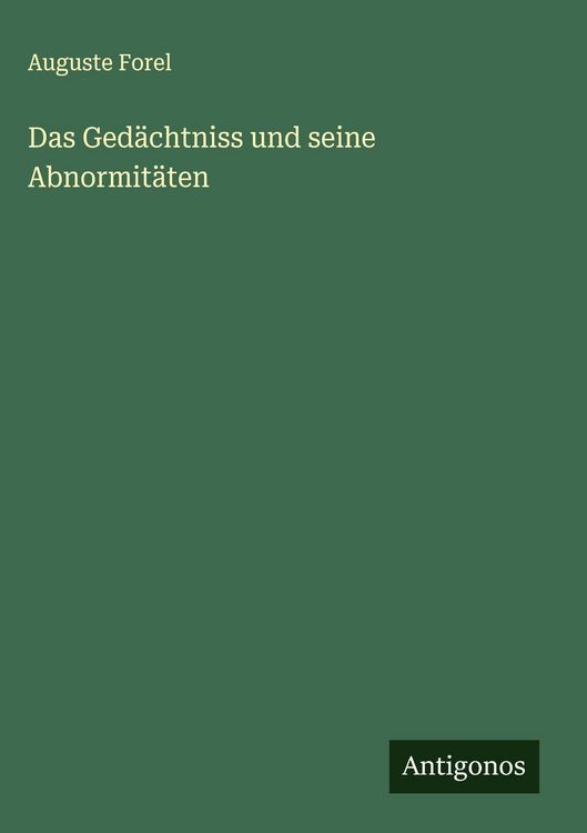 Produktbild: Das Ged&auml;chtniss und seine Abnormit&auml;ten