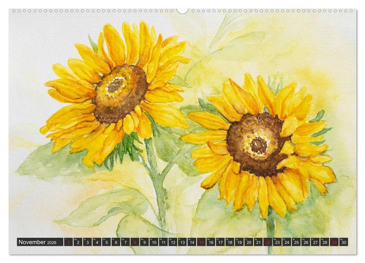 Produktbild: Blumenbilder in Aquarell (Wandkalender 2026 DIN A2 quer), CALVENDO Monatskalender
