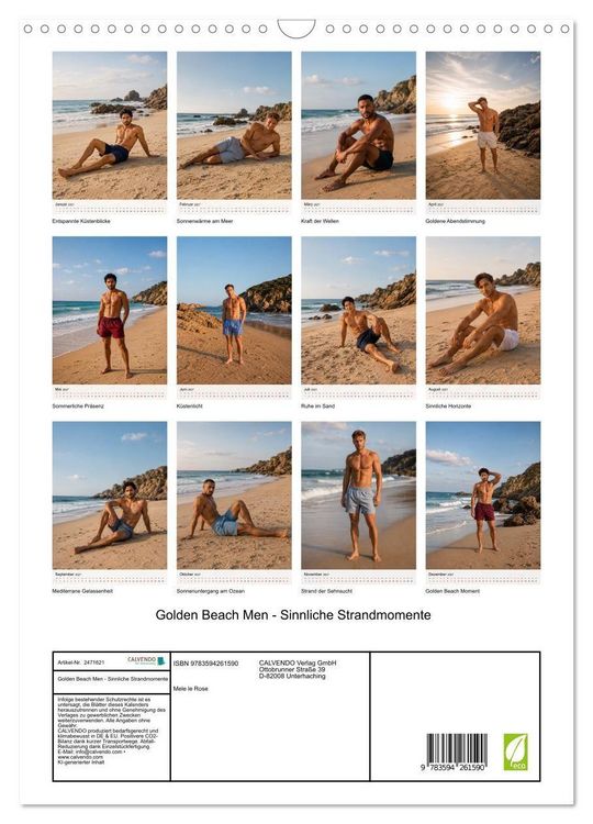 Produktbild: Golden Beach Men - Sinnliche Strandmomente (Wandkalender 2027 DIN A3 hoch), CALVENDO Monatskalender