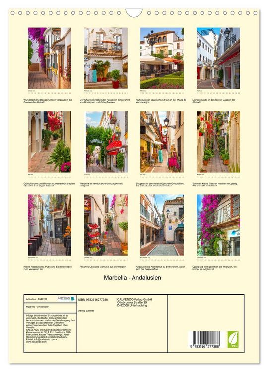 Produktbild: Marbella - Andalusien (Wandkalender 2026 DIN A3 hoch), CALVENDO Monatskalender