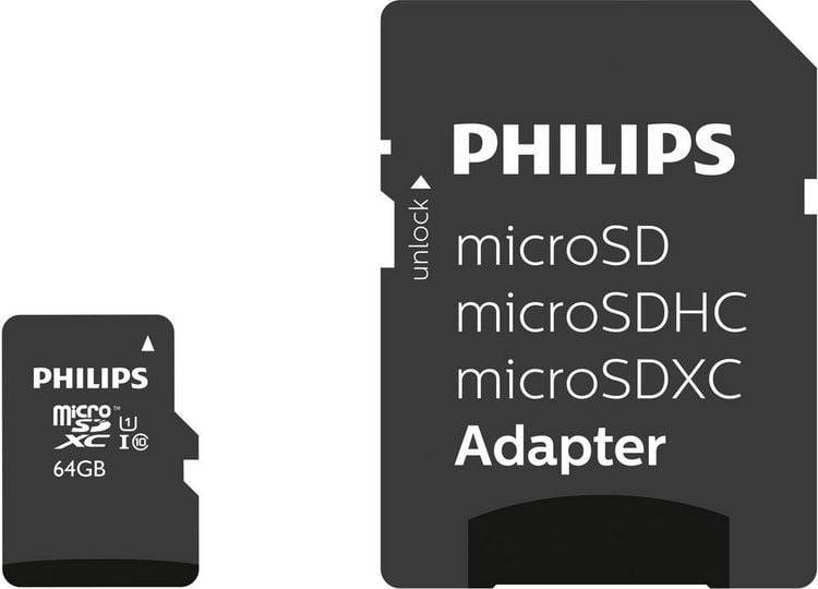 Produktbild: Philips microSDXC-Karte 64 GB Class 10 inkl. SD-Adapter