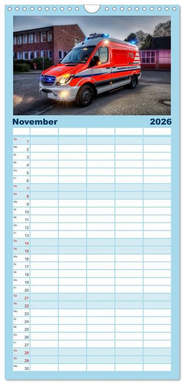 Produktbild: Familienplaner 2026 - Berufsfeuerwehr Braunschweig mit 5 Spalten (Wandkalender, 21 x 45 cm) CALVENDO