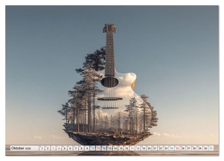 Produktbild: Saitenzauber &ndash; Gitarren im Bilderklang (Wandkalender 2026 DIN A2 quer), CALVENDO Monatskalender
