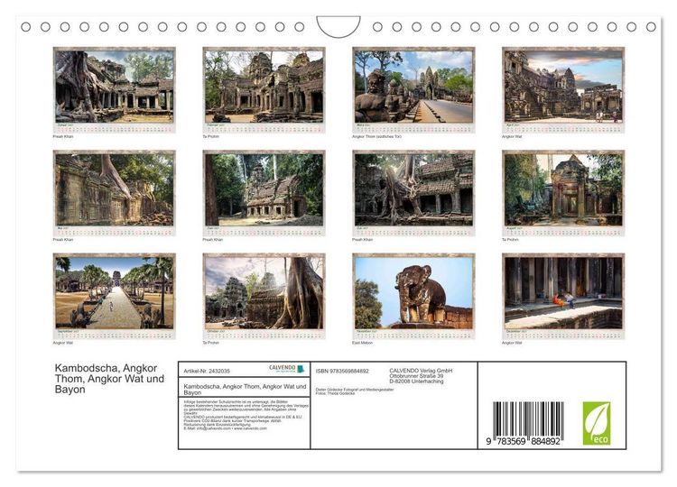Produktbild: Kambodscha, Angkor Thom, Angkor Wat und Bayon (Wandkalender 2027 DIN A4 quer), CALVENDO Monatskalender