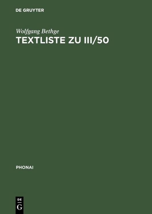 Produktbild: Textliste zu III/50
