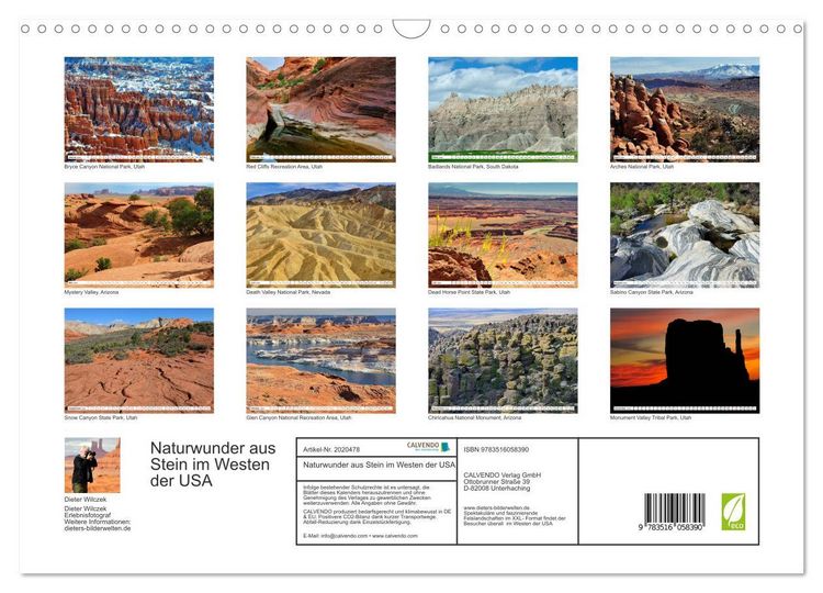Produktbild: Naturwunder aus Stein im Westen der USA (Wandkalender 2026 DIN A3 quer), CALVENDO Monatskalender