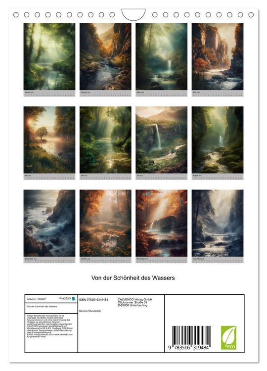 Produktbild: Von der Sch&ouml;nheit des Wassers (Wandkalender 2026 DIN A4 hoch), CALVENDO Monatskalender
