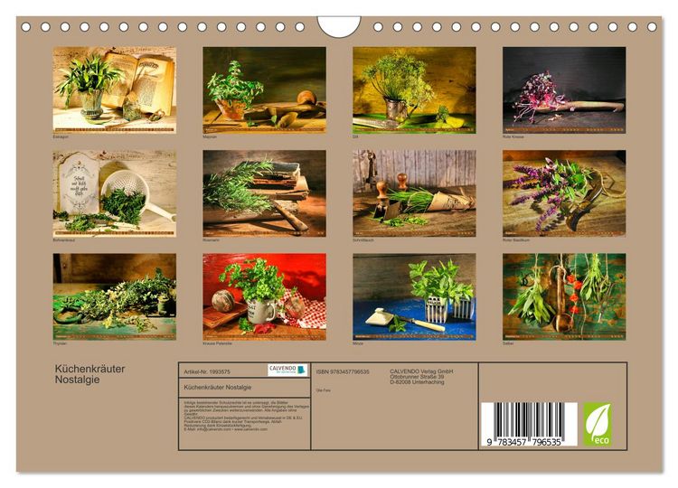 Produktbild: K&uuml;chenkr&auml;uter Nostalgie (Wandkalender 2026 DIN A4 quer), CALVENDO Monatskalender
