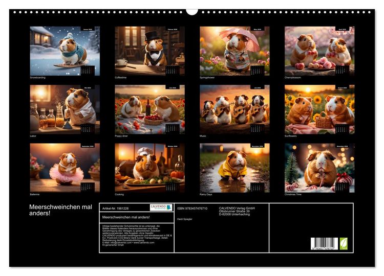 Produktbild: Meerschweinchen mal anders! (Wandkalender 2026 DIN A2 quer), CALVENDO Monatskalender