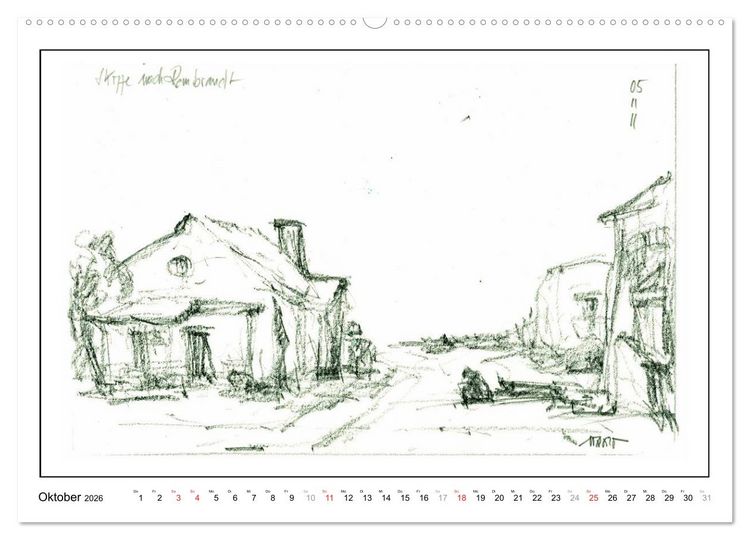 Produktbild: Rembrandt Landschaften wgVoigt (hochwertiger Premium Wandkalender 2026 DIN A2 quer), Kunstdruck in Hochglanz