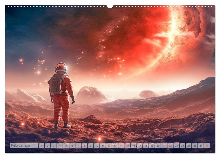 Produktbild: Astronaut - Unterwegs in der Galaxie (hochwertiger Premium Wandkalender 2026 DIN A2 quer), Kunstdruck in Hochglanz