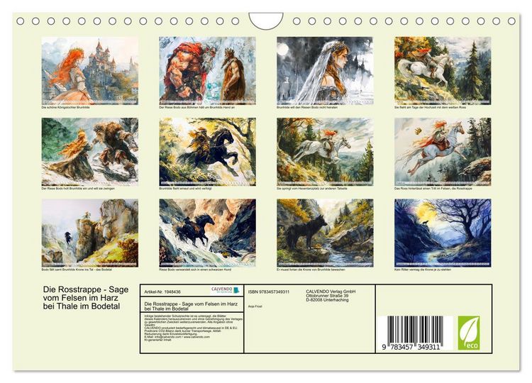 Produktbild: Die Rosstrappe - Sage vom Felsen im Harz bei Thale im Bodetal (Wandkalender 2026 DIN A4 quer), CALVENDO Monatskalender