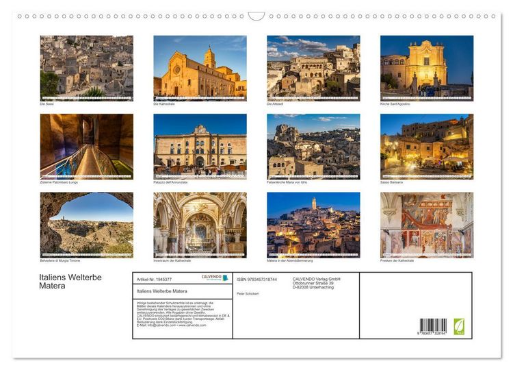 Produktbild: Italiens Welterbe Matera (Wandkalender 2026 DIN A2 quer), CALVENDO Monatskalender