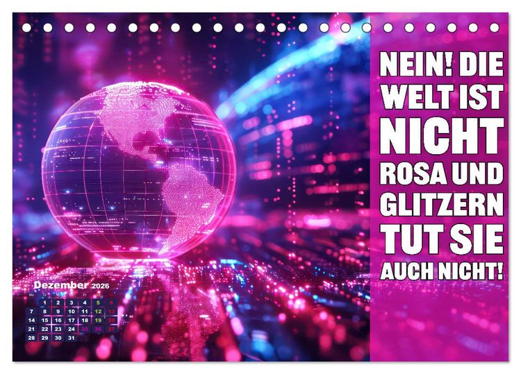 Produktbild: Lieblingsfarbe Rosa - mit coolen Spr&uuml;chen (Tischkalender 2026 DIN A5 quer), CALVENDO Monatskalender