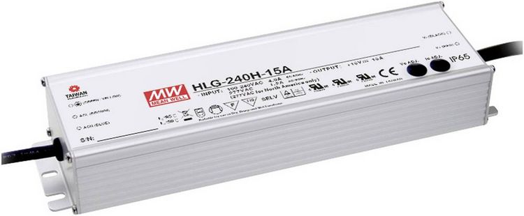 Produktbild: MW Mean Well HLG-240H-12 LED-Treiber, LED-Trafo Konstantspannung, Konstantstrom 192 W 16 A 12 V/DC PFC-Schaltkreis, &Uuml;berlastschutz 1 St.