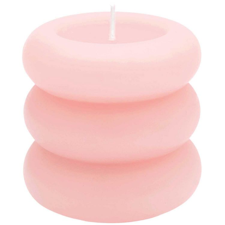 Produktbild: Stumpenkerze "Ringe", Apricot 7x7 cm, 220 g Brenndauer: 20h