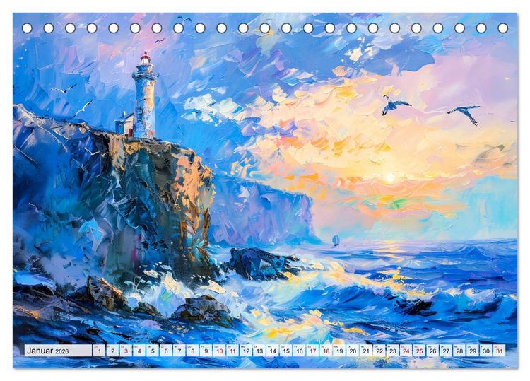 Produktbild: Ein Tag am Meer - Durch die Augen der Impressionisten (Tischkalender 2026 DIN A5 quer), CALVENDO Monatskalender