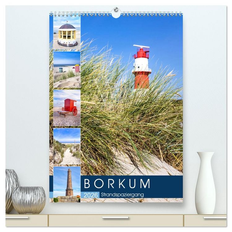 Produktbild: Borkum Strandspaziergang (hochwertiger Premium Wandkalender 2026 DIN A2 hoch), Kunstdruck in Hochglanz
