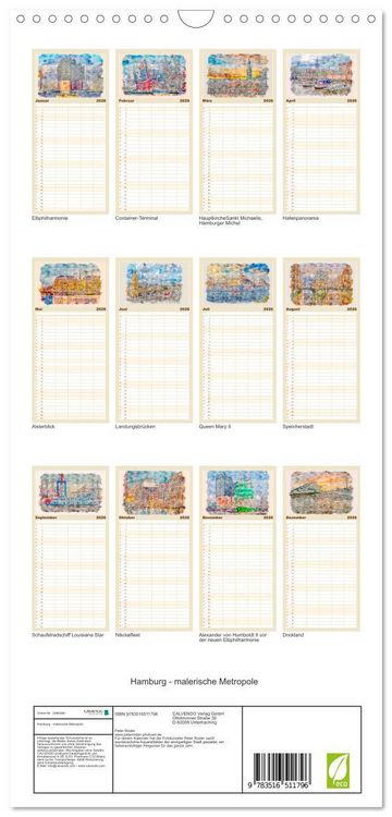 Produktbild: Familienplaner 2026 - Hamburg - malerische Metropole mit 5 Spalten (Wandkalender, 21 x 45 cm) CALVENDO