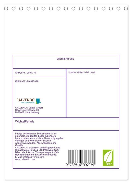 Produktbild: WichtelParade (Tischkalender 2026 DIN A5 hoch), CALVENDO Monatskalender