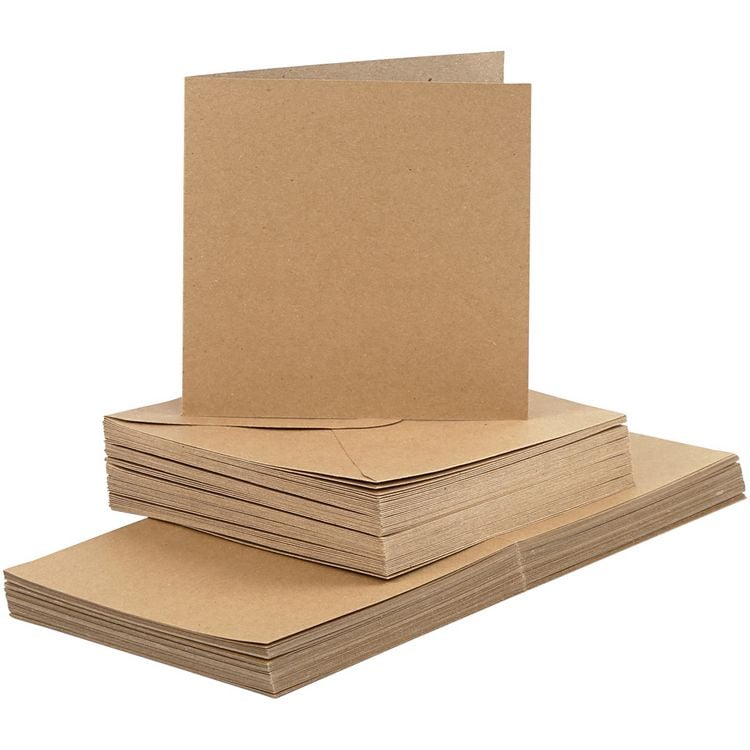 Produktbild: Creativ Company Karten & Kuverts, Kartengr&ouml;&szlig;e 15x15 cm, Umschlaggr&ouml;&szlig;e 16x16 cm, 120+240 g, Natur, 50er Set