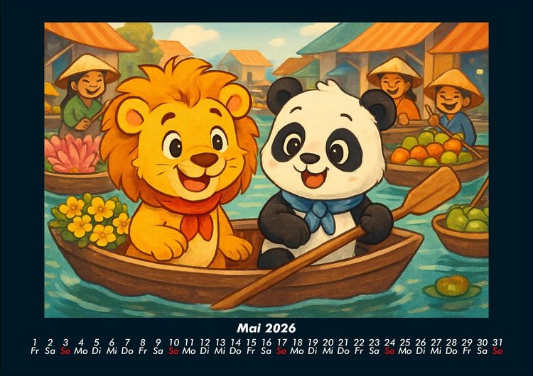 Produktbild: Buschi und Pippin - Abenteuer in Asien 2026 Fotokalender DIN A4