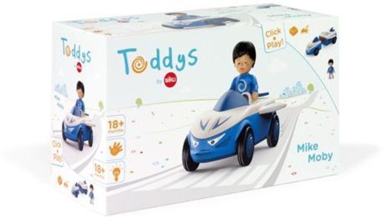 Produktbild: SIKU 0107 - Toddys, Mike Moby, Spielzeugauto mit Spielfigur, blau/grau