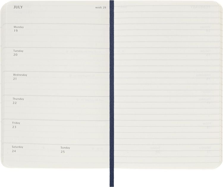 Produktbild: Moleskine 12 Monate Wochen Notizkalender 2027, Pocket/A6, 1 Wo = 1 Seite, rechts linierte Seite, Weicher Einband, Saphir