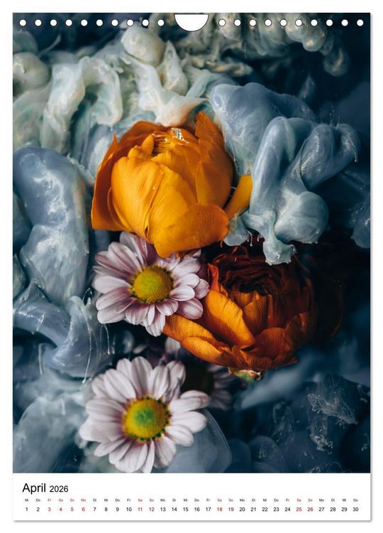 Produktbild: Spiel der Farben - Bl&uuml;ten unter Wasser mit Acrylfarben (Wandkalender 2026 DIN A4 hoch), CALVENDO Monatskalender