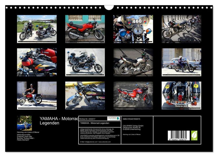 Produktbild: YAMAHA - Motorrad-Legenden (Wandkalender 2026 DIN A3 quer), CALVENDO Monatskalender