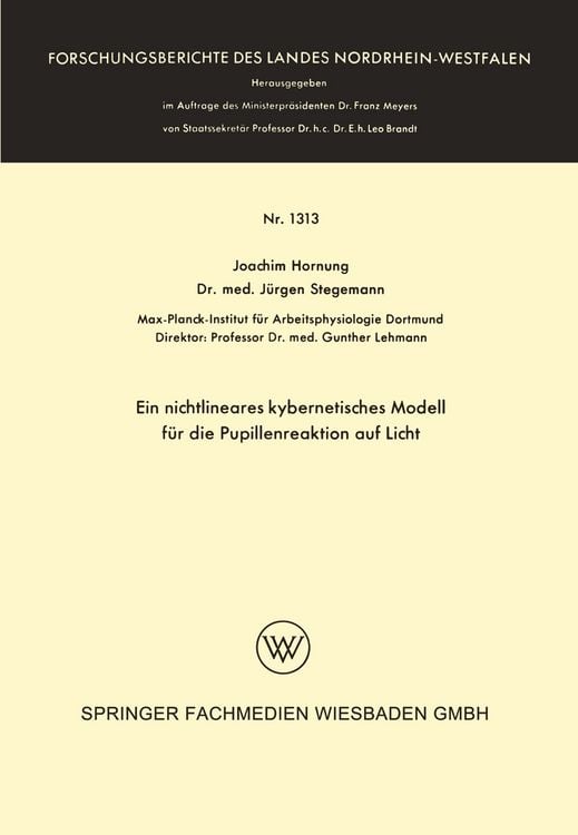 Produktbild: Ein nichtlineares kybernetisches Modell f&uuml;r die Pupillenreaktion auf Licht