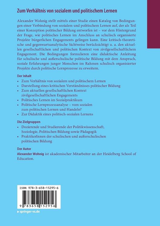 Produktbild: Zum Verh&auml;ltnis von sozialem und politischem Lernen
